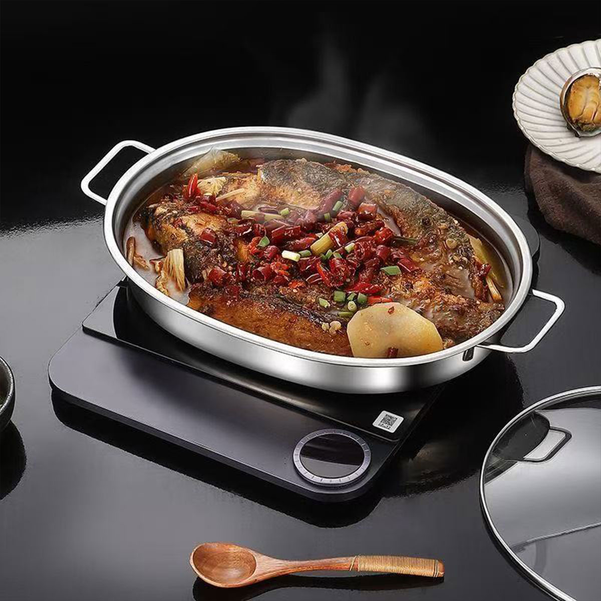 Induction Cooker Commercial - Vassoio in acciaio inossidabile con manici